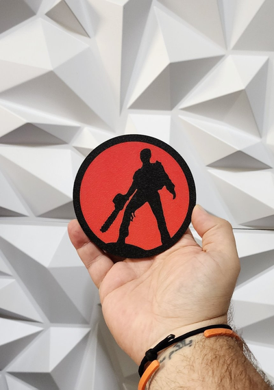 army of darkness coaster by williams industries art 2d kitchen beer tea coffee evil dead halloween decor halloweendecor halloweendecoration ash bruce campbell 3d print model - Mito3D