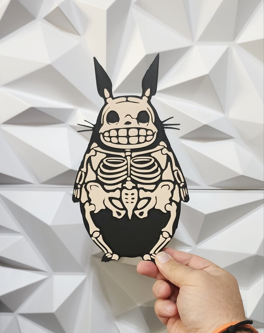 totoro esqueleto by williams indústrias arte 2d estúdio ghibli anime bruxas halloweendecor decoração sagrada parede arrepiante 3D print model - Mito3D