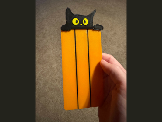 peeking black cat bookmark by kopp3d miniatures animals fence reading book cats halloween 3d print model - Mito3D