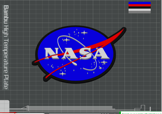 nasa logo élevé plat versions by lilas rage art panneaux logos peint couleur modèle espace astronaute science mur 3d print model - Mito3D