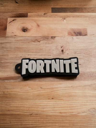 fortnite logo keychain by lilac rage art signs & logos fortnight videogames videogame key chain keyring ring 3d print model - Mito3D