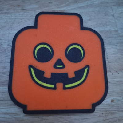 lego themed pumpkin coaster by brickgeek household decor halloween 3d print model - Mito3D