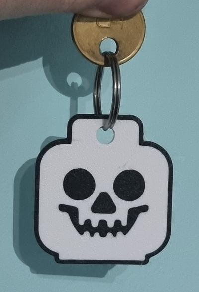 lego inspired skull keyring by brickgeek fashion models halloween 3d print model - Mito3D