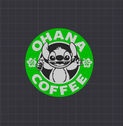 disney point ohana café starbucks art by colère mammouth 2d 3d print model - Mito3D
