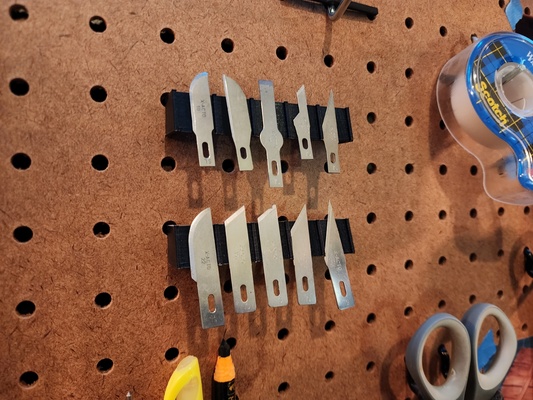 x-acto blade pegboard rack by jdireen tools organizers magnetic xacto 3d print model - Mito3D