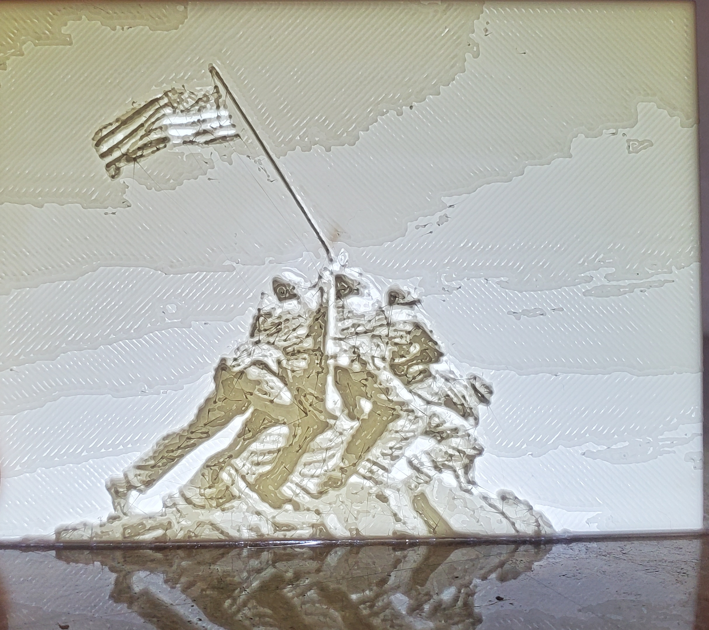 iwo jima litofania by desert3dprinting arte segni loghi iwojima 3D print model - Mito3D