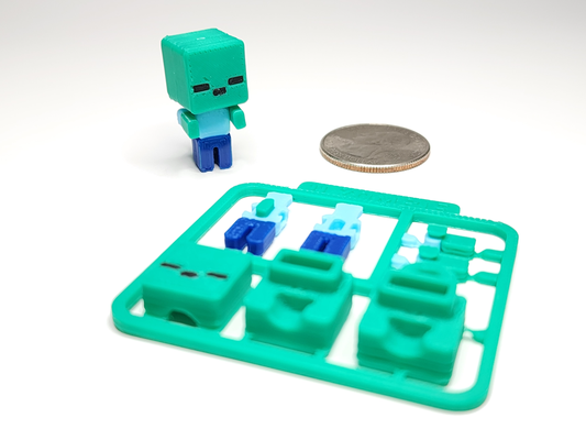 minecraft-inspired zombie mini figure kit keychain ornament by chiz m toys & games card minecraft keyring figures 3d print model - Mito3D