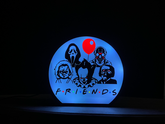 horror movie friends light box by lindnjoe art signs & logos jason it chucky pennywise 3d print model - Mito3D