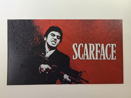 scarface filament painting by bedlam threadz art 2d hueforge 3d print model - Mito3D