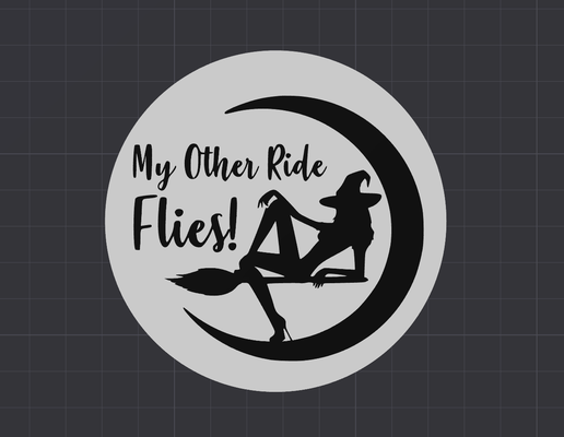 my ride flies coaster by cruse2382 art 2d witch halloween funny 3d print model - Mito3D