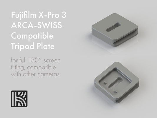 fujifilm x-pro 3 arca swiss plate by konkreate tools camera mount arcaswiss tripod photography 3d print model - Mito3D