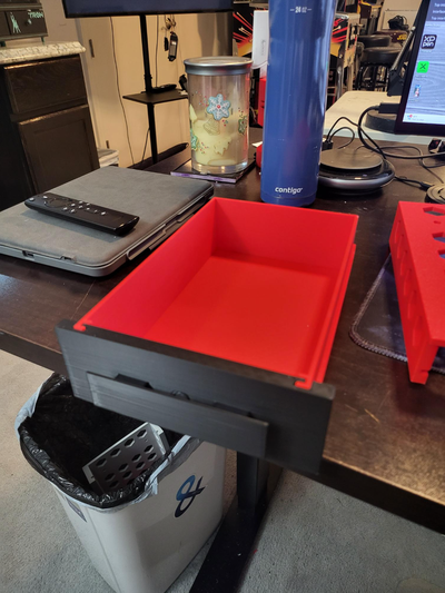 drawer mounts a desk table by maker dave household house models draw storage mount bin 3d print model - Mito3D