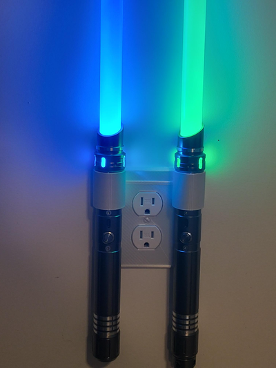 light sabre holders wall outlet by maker dave art models holder star wars 3d print model - Mito3D