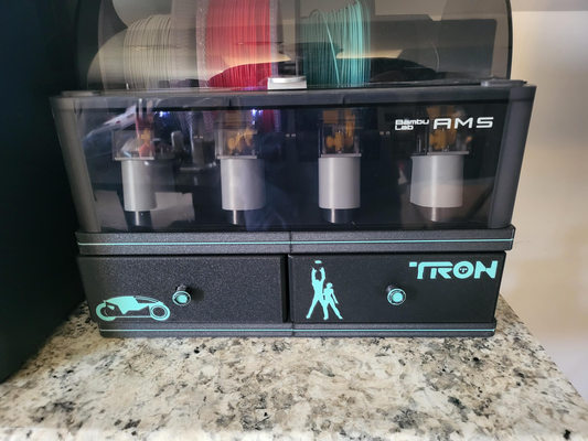 ams stand tron themed drawers remixed by maker dave 3d printer accessories drawer cool awesome storage bin riser 3d print model - Mito3D