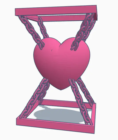 zincirli kalp by yuro3d ev halkı dekor zincir bağlantı hapsolmuş aşk 3d print model - Mito3D