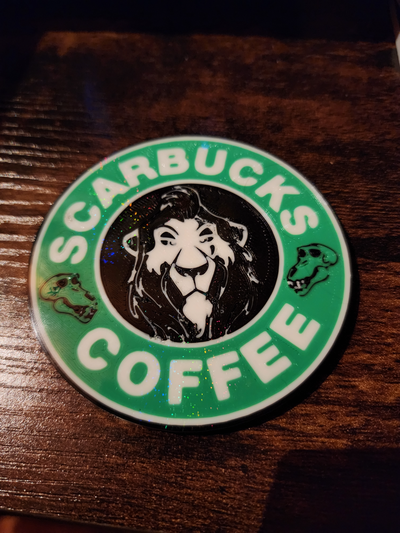 scarbucks coffee coaster by picture it household house models starbucks scar lion king disney gift 3d print model - Mito3D