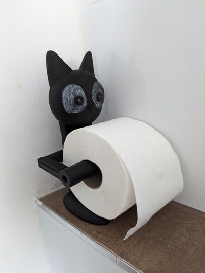 gato baño papel rodar soporte by algomaus casa modelos higiénico rollo 3d print model - Mito3D