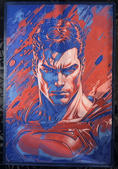 superman - hueforge print by cyanidesugar art models dc comics comic man of steel filament painting 3d print model - Mito3D