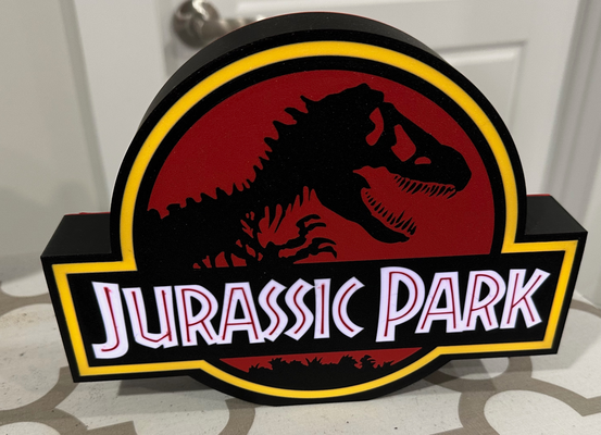 jurassic park logo lamp by igmiller art signs & logos sign led 3d print model - Mito3D