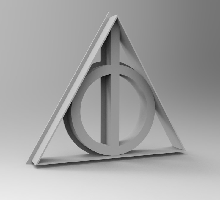 harry potter deathly hallows cookie cutter by vertical displacement tools hand 3D print model - Mito3D