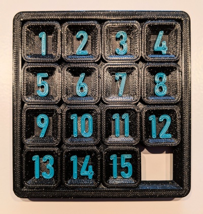 print in place sliding number puzzle - multicolor remixed by erickburgess toys & games puzzles 3d print model - Mito3D