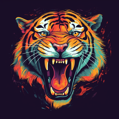 hueforge tiger by archork art 2d animal ams color x1c 3d print model - Mito3D
