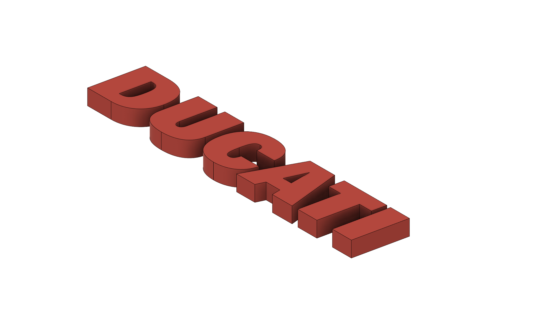 ducati large letters sign by andy pandy designs art models red signage 3D print model - Mito3D