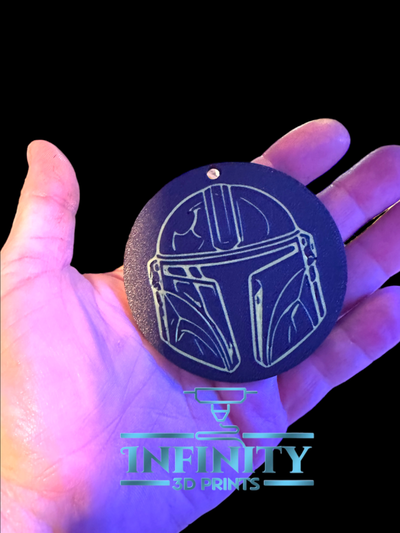 mandalorian casco portachiavi by infinito 3d stampe arte moneta distintivi guerre stellari stella chiave catena 3d print model - Mito3D