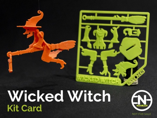 wicked witch kit card by nakozen toys & games halloween puzzle assembly ghost pumpkin party scary gift model fun lantern flying broom spoopy spooky trickortreat assemblyrequired broomstick kitcard modelkit 3d print model - Mito3D
