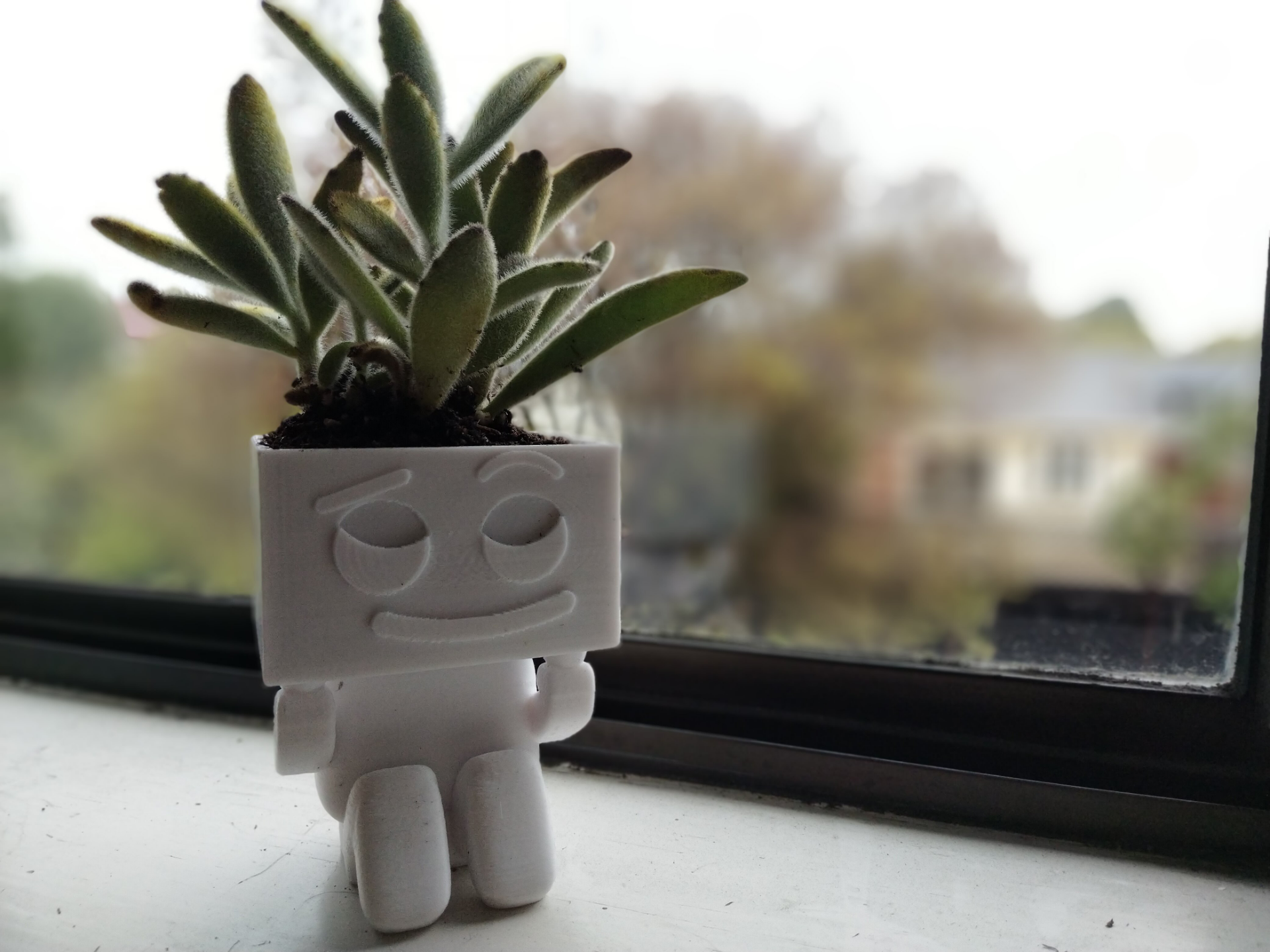 beodo cute robot planter by 3dylan household garden planterpot planters pot succulent fun plant happy whimsical 3D print model - Mito3D