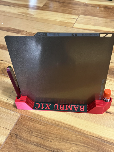 bambu plate holder scrapper glue by wisetait 3d printer accessories organizer 3d print model - Mito3D