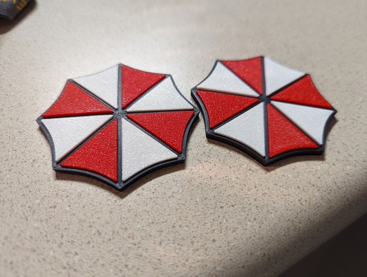umbrella corporation logo magnet red white inserts remixed by plumpo art signs & logos 3d print model - Mito3D