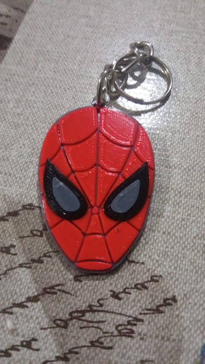 spiderman key ring nametag by evangelinaschiavoni art 2d chain holder spider man spider-man tag 3d print model - Mito3D