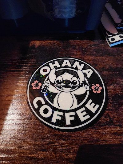 stitch coaster by picture it household house models ohana disney starbucks coffee 3d print model - Mito3D