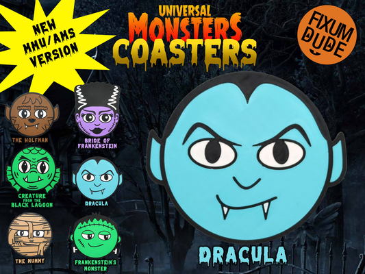 universal monsters coasters mmu ams - dracula by fixumdude household decor monster coaster coasterdrink halloween decoration party 3d print model - Mito3D