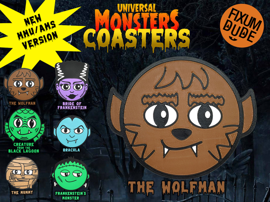 universal monsters coasters mmu ams - wolfman by fixumdude household decor coaster coasterdrink monster werewolf party halloween decoration 3d print model - Mito3D