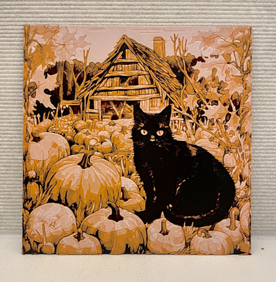 víspera santos calabazas otoño forja sombreros filamento pintura by shakastudio arte 2d gato calabaza mural multicolor ams mmu 3d print model - Mito3D