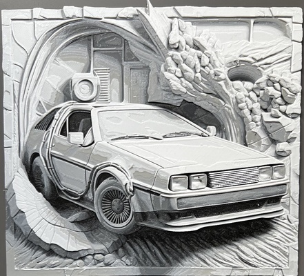back to future - in frame by donmatis art models backtothefuture hueforge filamentpainting 3d print model - Mito3D