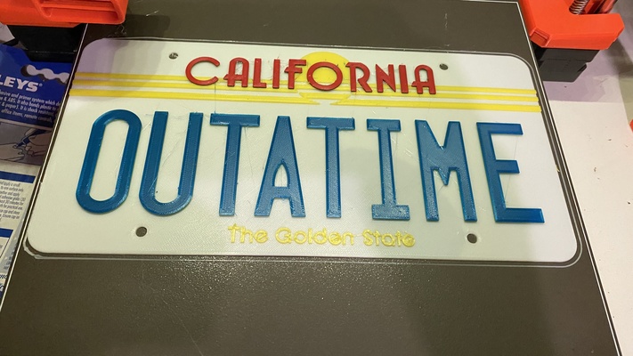 'outatime' back to future license plate remixed by markharris1989 props & cosplays backtothefuture 3d print model - Mito3D