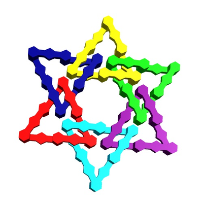 hexazyklisch verknüpfung 1 by strukturgeometrie bildung mathematik modell modelle geometrie stengel 3d print model - Mito3D