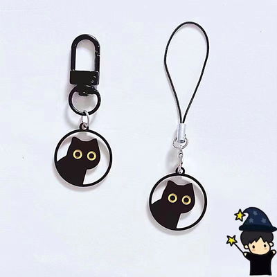 negro gato llave corchete colgante pendiente by arte moneda insignias 3d print model - Mito3D