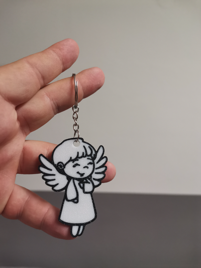 cute angel multicolor keychain by bt3d printing art signs & logos 3d print model - Mito3D