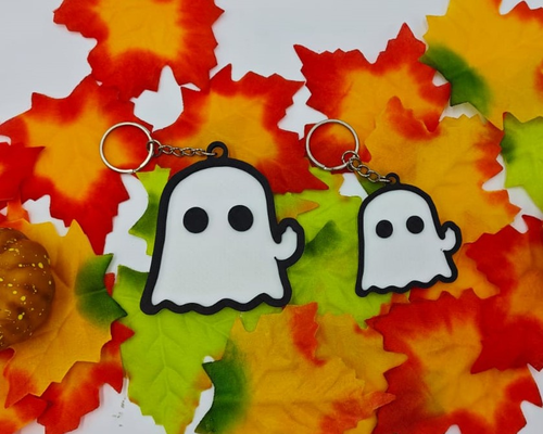 f ghost keychain by make3dtc household festivities halloween decor halloweendecor decoration jewelry spooky holiday key chain ring keyring geist gespenst fun funny multicolor seasonal herbst novelty 3d print model - Mito3D