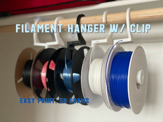 filament hanger w clip by kit crafters 3d printer accessories upgrade storage organize organizer tool accessory bambu lab sunlu esun overture elegoo spool holder spoolholder 3d print model - Mito3D