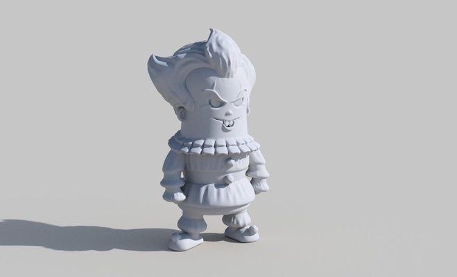 mini pennywise by wekster giocattoli giochi personaggi figurina orrore miniatura 3d print model - Mito3D