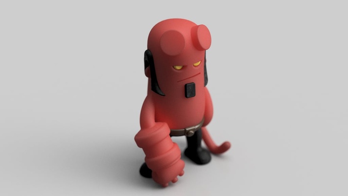 mini hellboy by wekster juguetes juegos caracteres chibi lindo funko mano fatalidad 3d print model - Mito3D