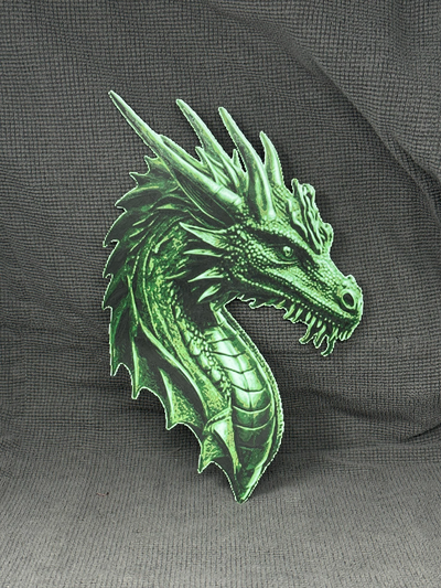 vert dragon tête forge chapeaux by hlrcréations art 2d multi couleur filament peinture mystique fantaisie plat 3d print model - Mito3D