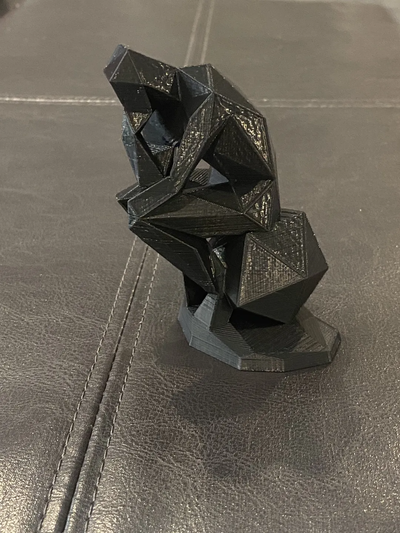 poly d20 thinker remixed by larrys art sculptures lowpoly sculpture 3d print model - Mito3D