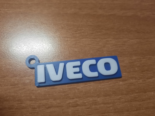 iveco logo keychain by luke-leek-98 art signs & logos motor white blue road trucks keychains italy daily trucker ivecodaily turbostar 3d print model - Mito3D