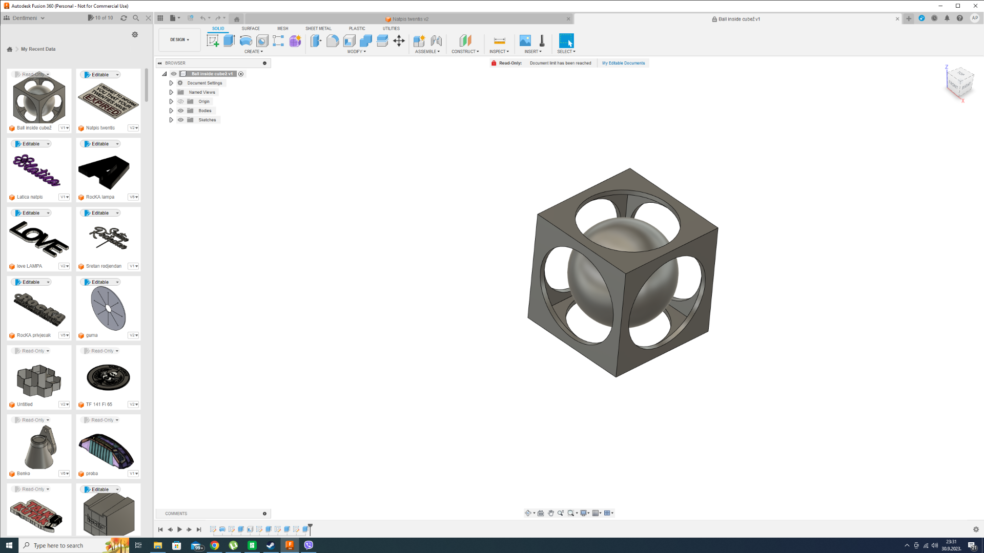 pelota cubo by 3design arte modelos 3D print model - Mito3D